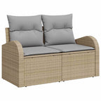 Conjunto de sofás de jardín con cojín 9 pcs Beige Poliratán