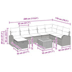 Conjunto de sofás de jardín con cojín 9 pcs Beige Poliratán
