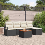 Conjunto de sofás de jardín con cojín 6 pcs Negro Poliratán