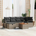 Conjunto de sofá de jardín con cojín 7 pcs Beige Poliratán