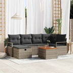 Conjunto de sofá de jardín con cojín 7 pcs Beige Poliratán