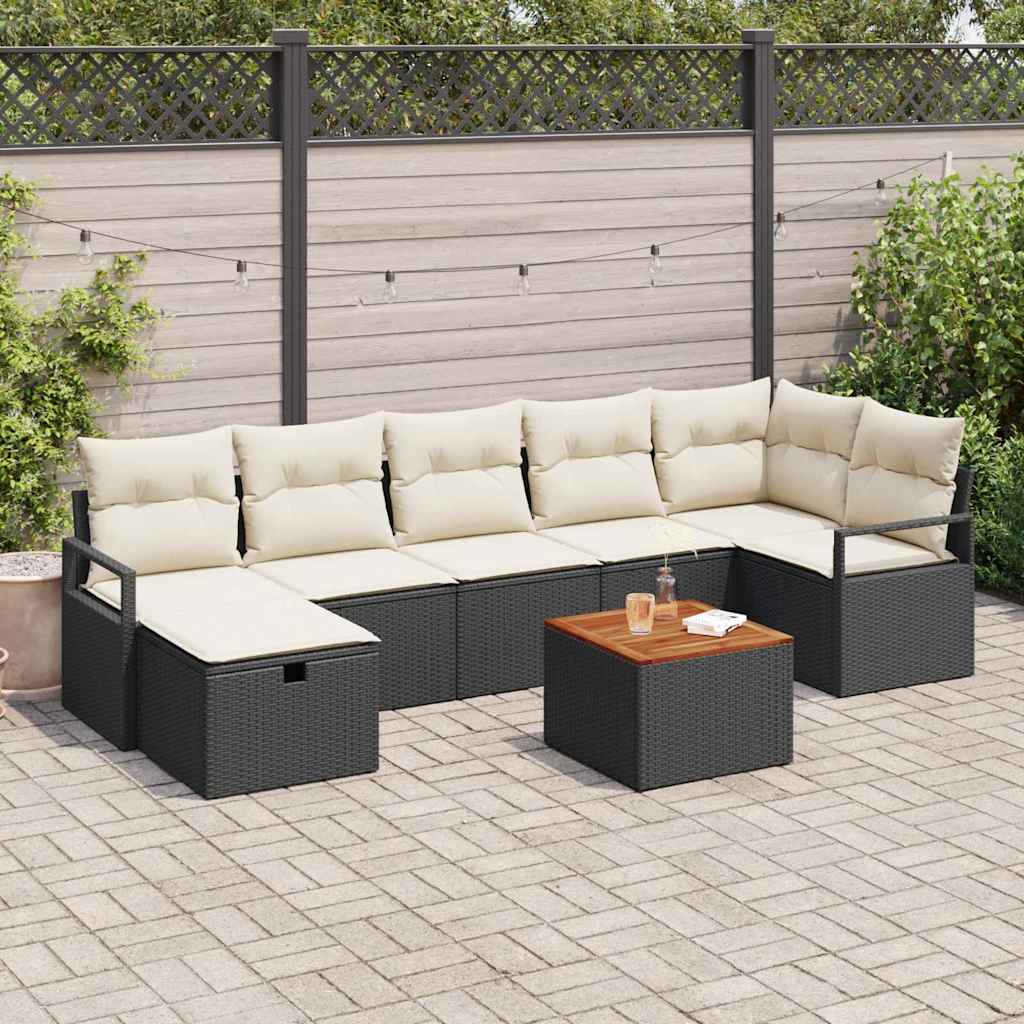 Conjunto de sofás de jardín con cojín 6 pcs Negro Acero