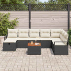 Conjunto de sofás de jardín con cojín 9 pcs Negro Poliratán