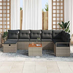 Conjunto de sofás de jardín con cojín 9 pcs Gris Poliratán