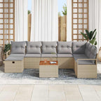 Conjunto de sofás de jardín con cojín 9 pcs Beige Poliratán