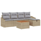 Conjunto de sofás de jardín con cojín 6 pcs Beige Poliratán