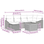 Conjunto de sofás de jardín con cojín 7 pcs Beige Poliratán