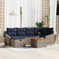 Conjunto de Sofás de Jardim com Almofadas 7 pçs Cinzento Vime Sintético