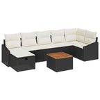 Conjunto de sofás de jardín con cojín 8 pcs Negro Poliratán