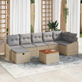 Conjunto de sofás de jardín con cojín 8 pcs Beige Poliratán