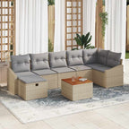 Conjunto de sofás de jardín con cojín 8 pcs Beige Poliratán