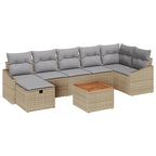 Conjunto de sofás de jardín con cojín 8 pcs Beige Poliratán