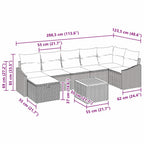 Conjunto de sofás de jardín con cojín 8 pcs Beige Poliratán