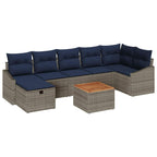 Conjunto de sofás de jardín con cojín 8 pcs Gris Poliratán