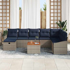 Conjunto de sofás de jardín con cojín 9 pcs Gris Poliratán