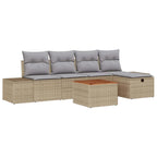 Conjunto de sofás de jardín con cojín 6 pcs Beige Poliratán