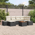 Conjunto de sofás de jardín con cojín 7 pcs Negro Poliratán