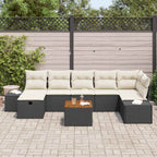 Conjunto de sofás de jardín con cojín 8 pcs Negro Poliratán