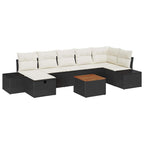 Conjunto de sofás de jardín con cojín 8 pcs Negro Poliratán