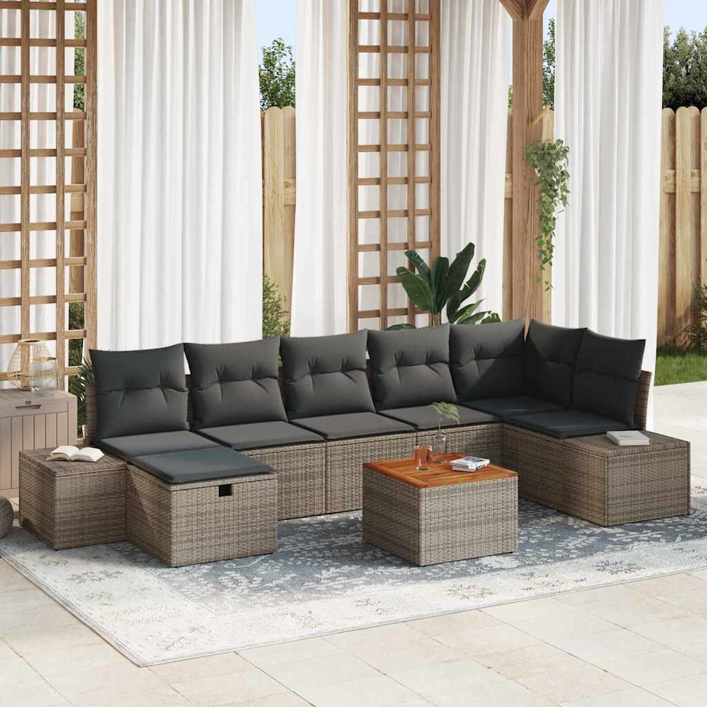 Conjunto de sofás de jardim com almofada 7 pcs Preto Polivime