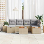 Conjunto de sofá de jardín 7 pcs Beige 55 x 62 x 69 cm