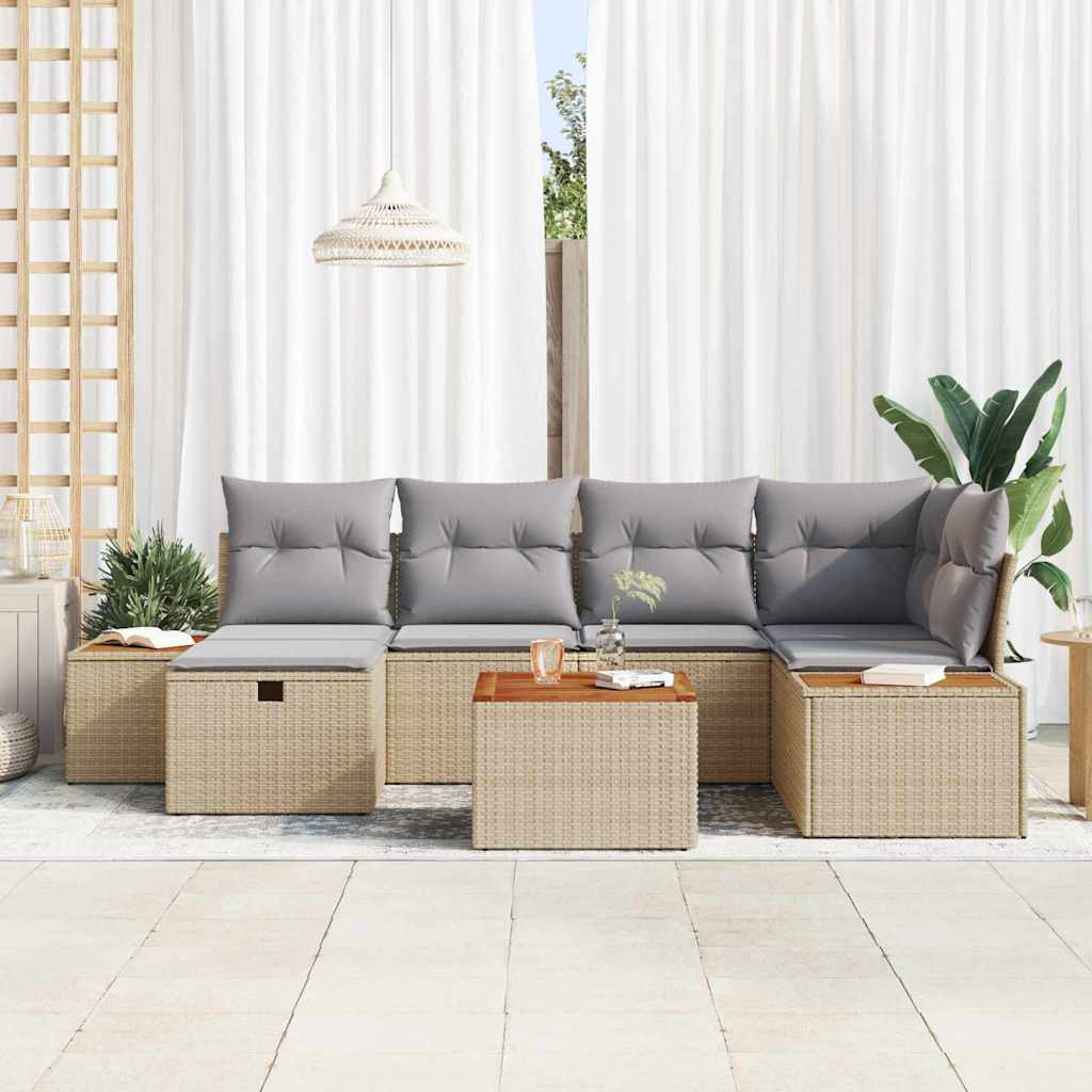Conjunto de sofá de jardín 7 pcs Beige 55 x 62 x 69 cm