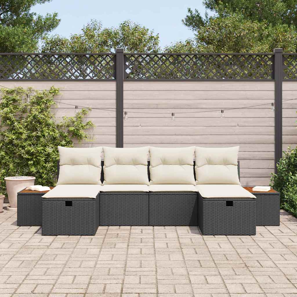 Conjunto de sofá de jardín 6 pcs Negro 55 x 62 x 69 cm