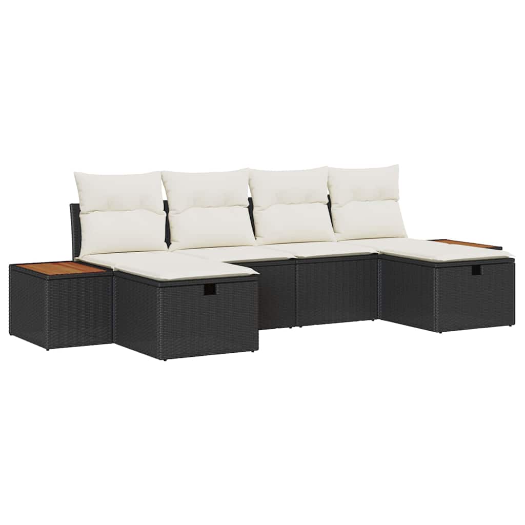 Conjunto de sofá de jardín 6 pcs Negro 55 x 62 x 69 cm