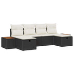 Conjunto de sofá de jardín 6 pcs Negro 55 x 62 x 69 cm