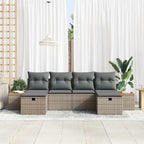 Conjunto de sofá de jardín con cojín 6 pcs Gris ratán sintético