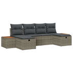 Conjunto de sofá de jardín con cojín 6 pcs Gris ratán sintético