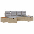 Conjunto de sofá de jardín 6 pcs Beige ratán sintético
