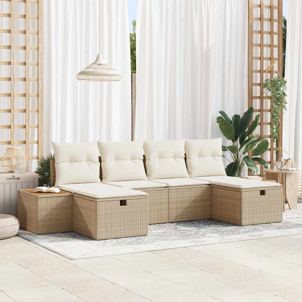 Conjunto de sofá de jardín 8 pcs Negro y crema ratán sintético