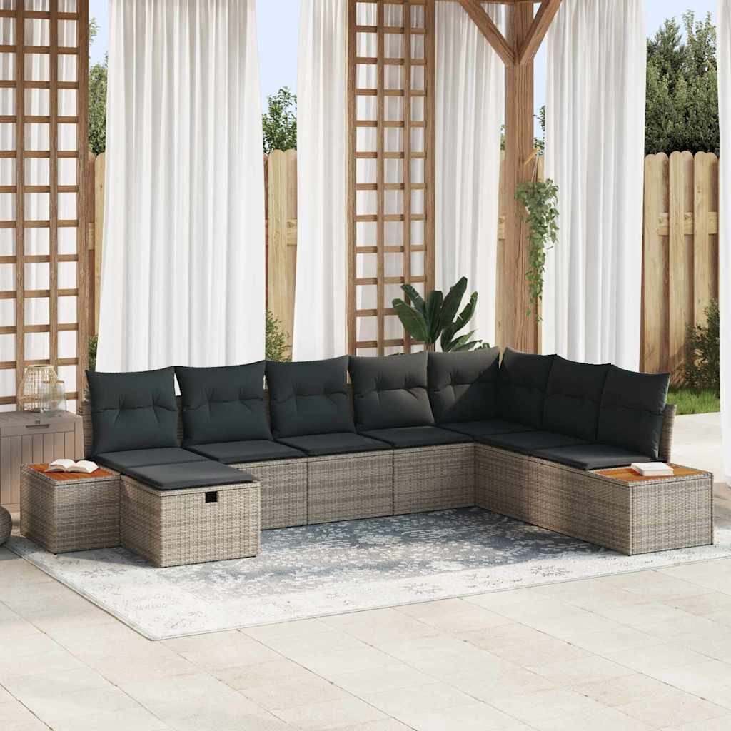 Conjunto de sofá de jardín con cojín 9 pcs Negro y crema