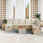 Conjunto de sofá de jardín 9 pcs Beige ratán sintético
