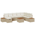 Conjunto de sofá de jardín 9 pcs Beige ratán sintético