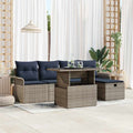 Conjunto de sofá de jardín con cojín 6 pcs Gris ratán sintético