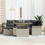 Conjunto de sofá de jardín con cojín 7 pcs Gris claro Poliratán