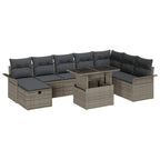 Conjunto de sofá de jardín con cojín 9 pcs Gris Poliratán