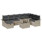 Conjunto de sofá de jardín con cojín 9 pcs Gris claro Poliratán