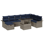 Conjunto de sofá de jardín con cojín 9 pcs Gris Poliratán