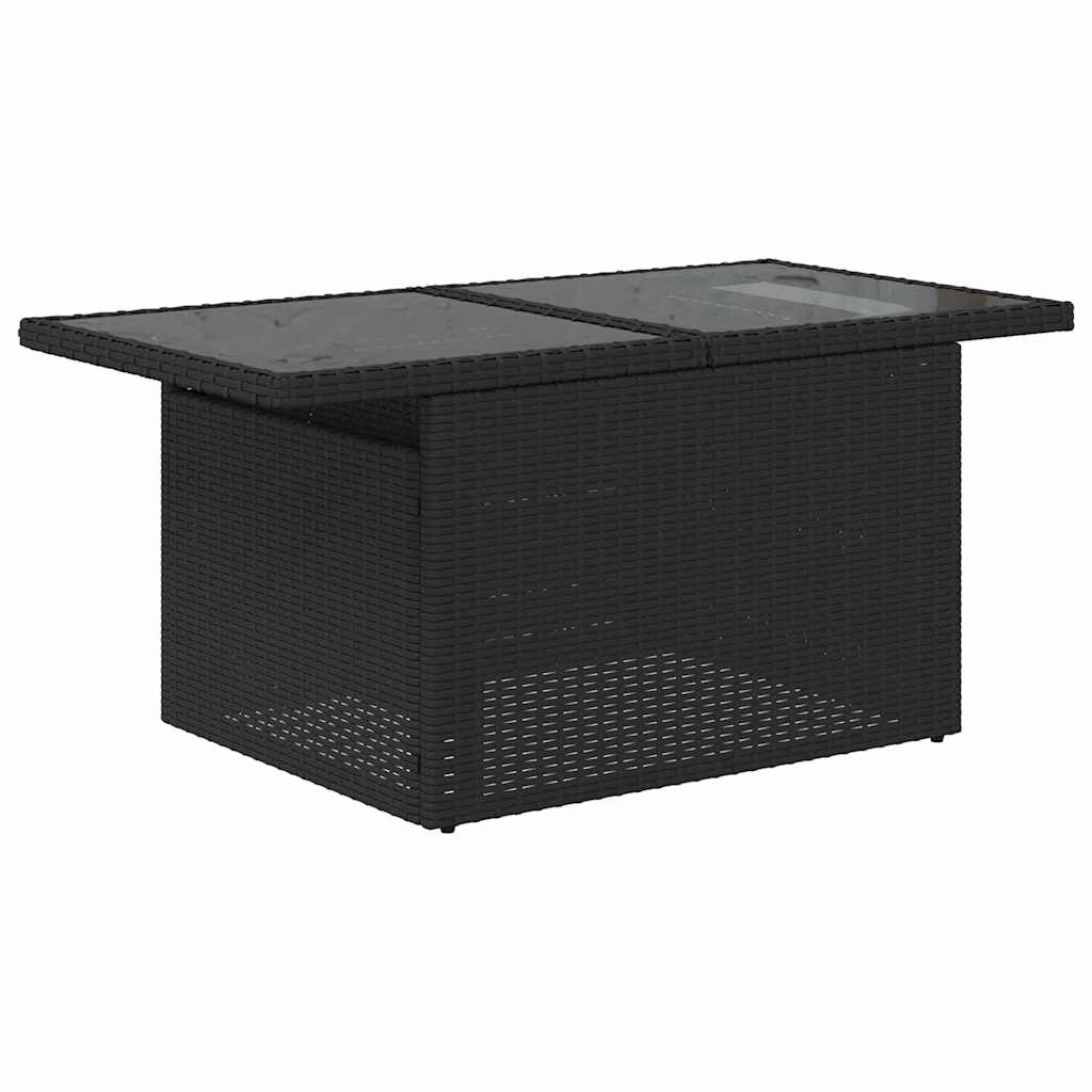Conjunto de sofá de jardín con cojín 9 pcs Negro Poliratán
