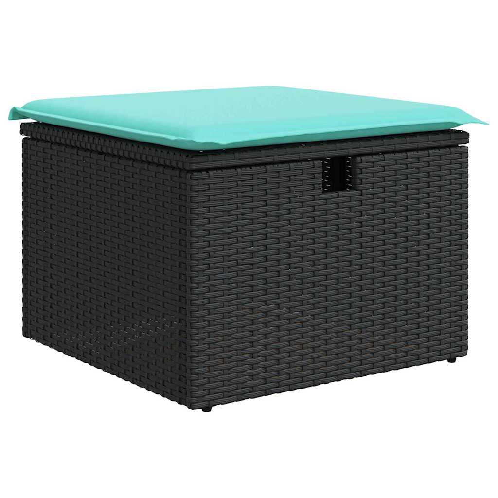 Conjunto de sofá de jardín con cojín 9 pcs Negro Poliratán
