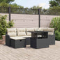 7-piece Garden Sofa Set with Cushions Beige Poly Rattan