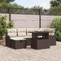 7-piece Garden Sofa Set with Cushions Beige Poly Rattan