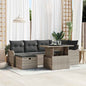 7-piece Garden Sofa Set with Cushions Beige Poly Rattan