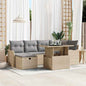 7-piece Garden Sofa Set with Cushions Beige Poly Rattan