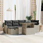 7-piece Garden Sofa Set with Cushions Beige Poly Rattan