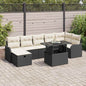 8-piece Beige Polyrattan Garden Sofa Set with Cushions