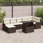 8-piece Beige Polyrattan Garden Sofa Set with Cushions
